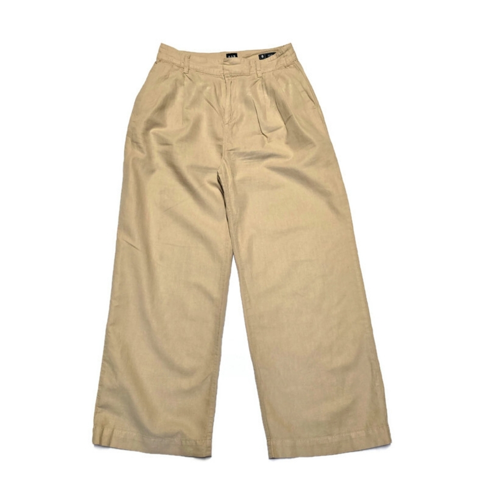 Gap Khaki Pants Womens Size 8 High Rise Wide-Leg Pleated Pockets,
